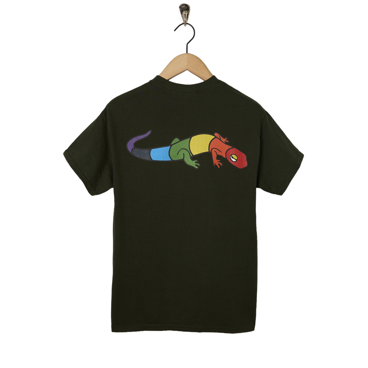 Oi Polloi Rainbow Lizard S/S T-Shirt Forest Green - Back