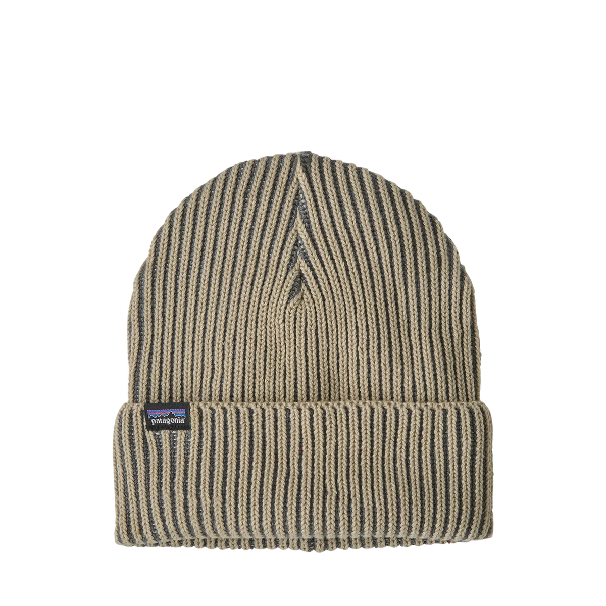 Patagonia Fishermans Rolled Beanie Contrast Stripe / Weathered Stone - View 1