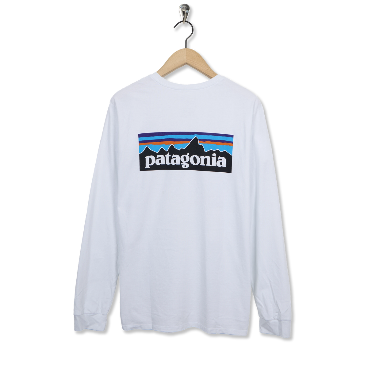 Patagonia L/S P-6 Logo Responsibili-Tee Fiber White - Back