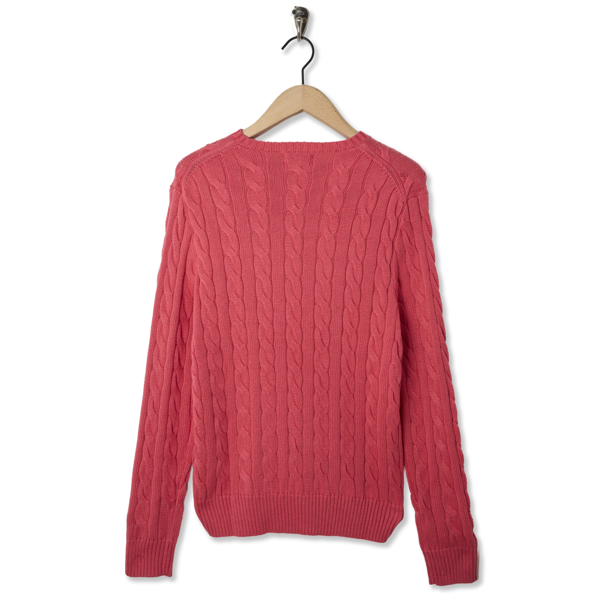 Polo Ralph Lauren Cable-Knit Cotton Jumper Pale Red - Back
