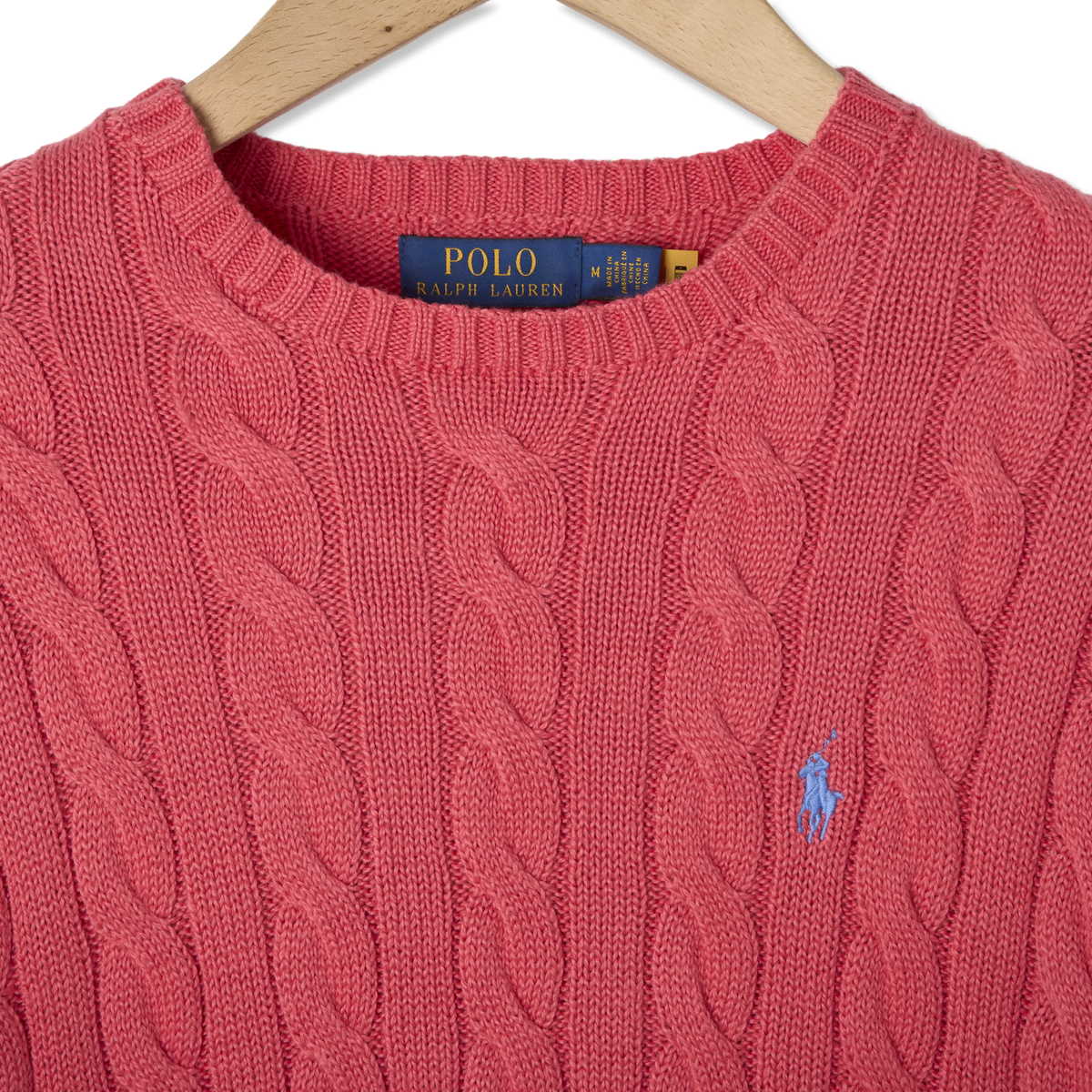 Polo Ralph Lauren Cable-Knit Cotton Jumper Pale Red - Detail 3