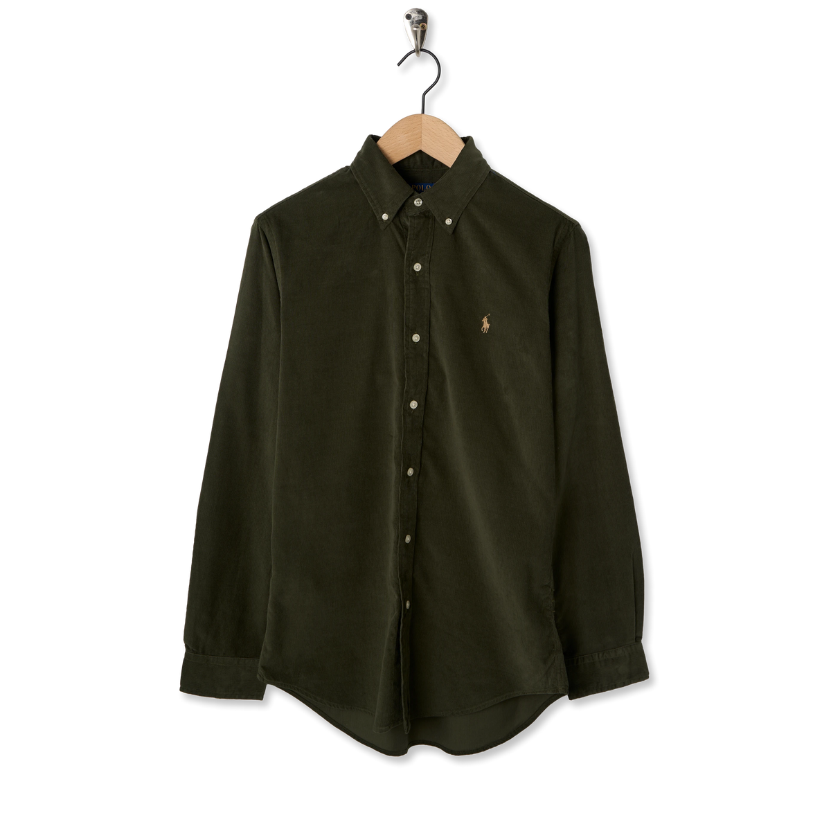 Polo Ralph Lauren Custom Fit Corduroy Shirt Company Olive WKhaki Pp - Front