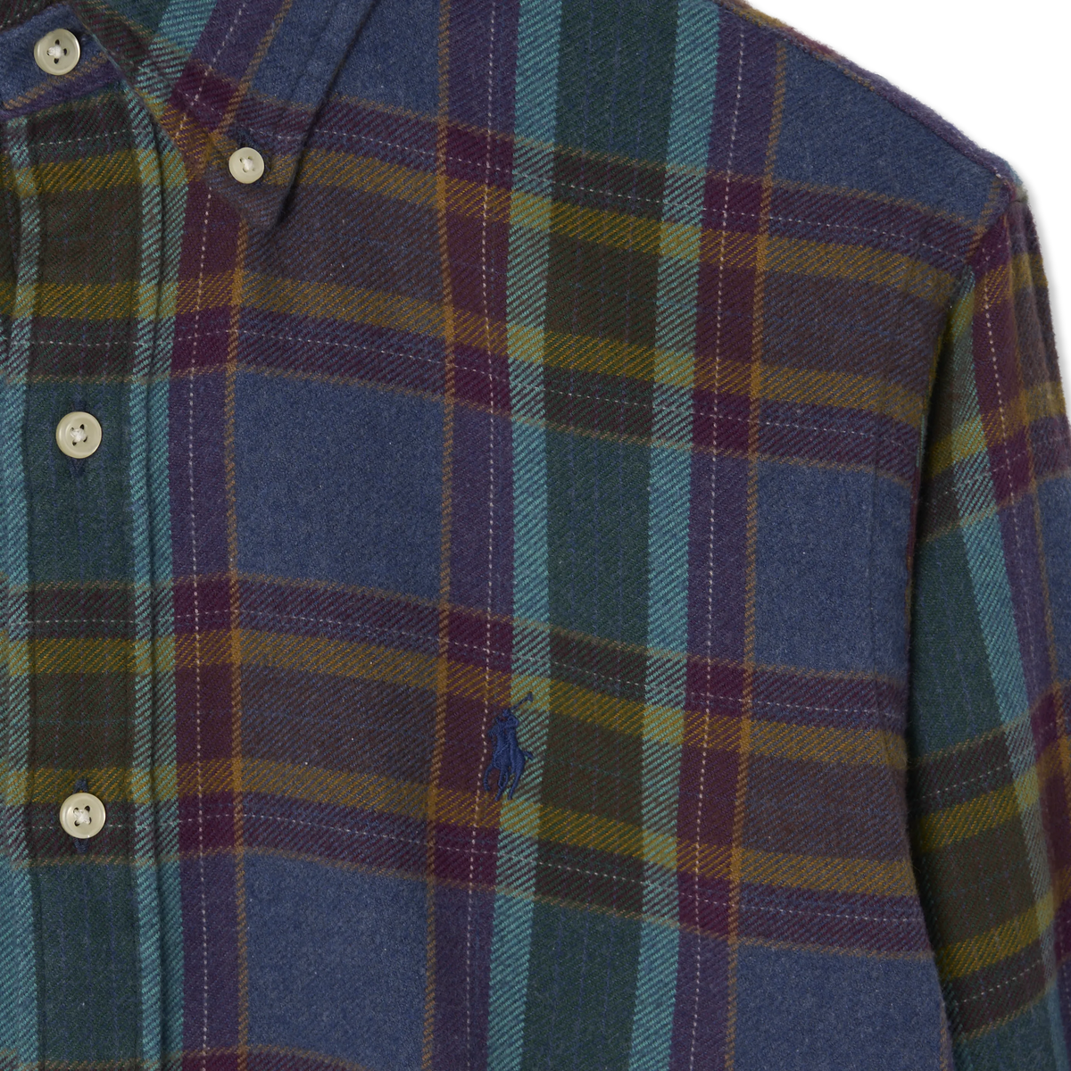 Polo Ralph Lauren Custom Fit Plaid Flannel Shirt Blue Purple Heather Multi - Detail 4