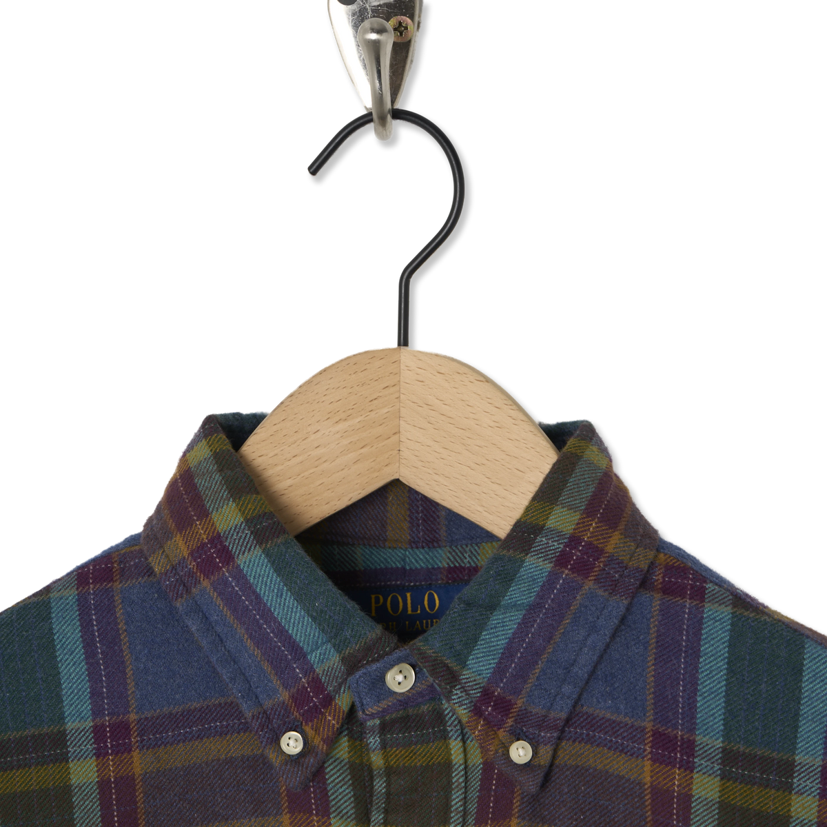 Polo Ralph Lauren Custom Fit Plaid Flannel Shirt Blue Purple Heather Multi - Detail 5