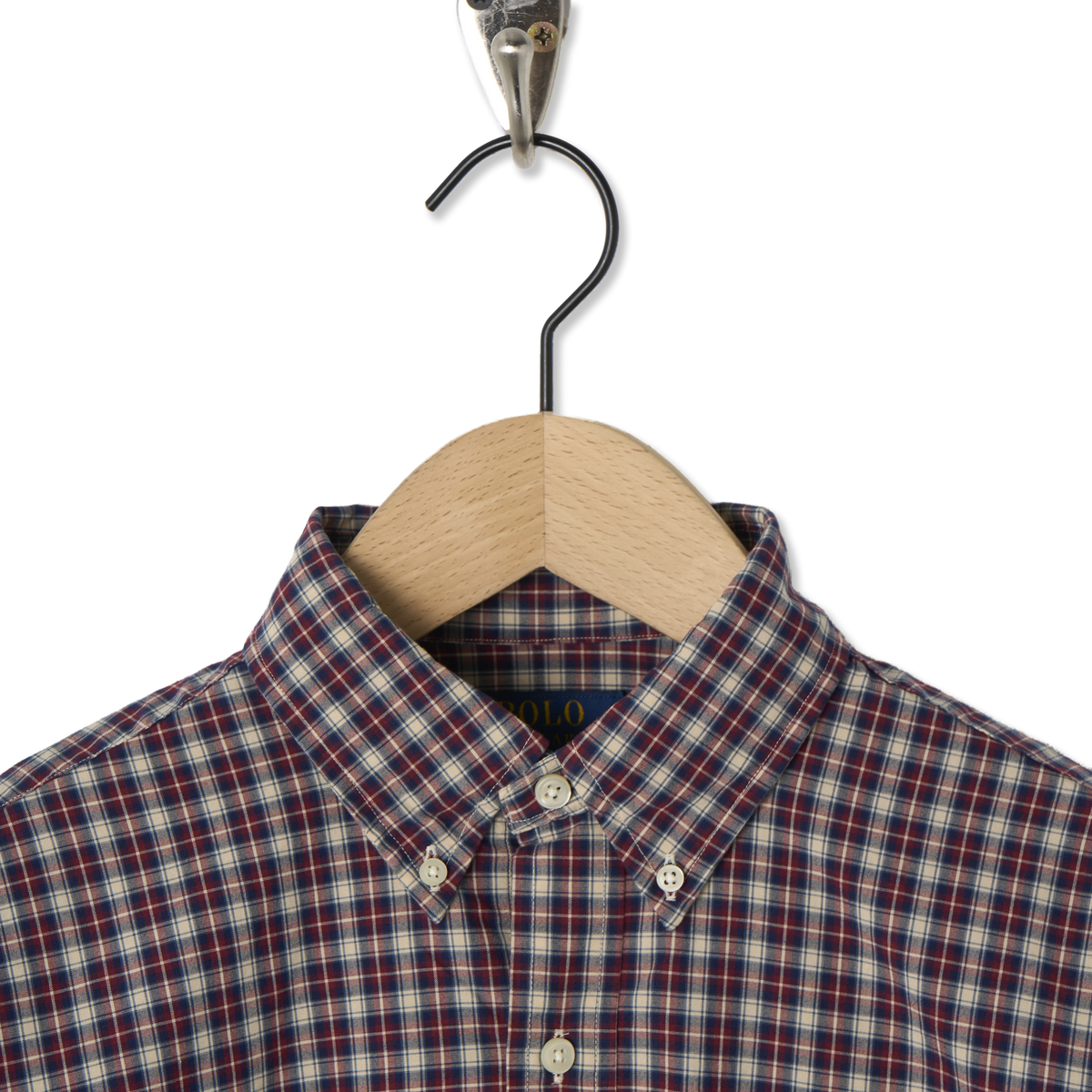 Polo Ralph Lauren Custom Fit Plaid Poplin Shirt Red Cream Multi - Detail 5