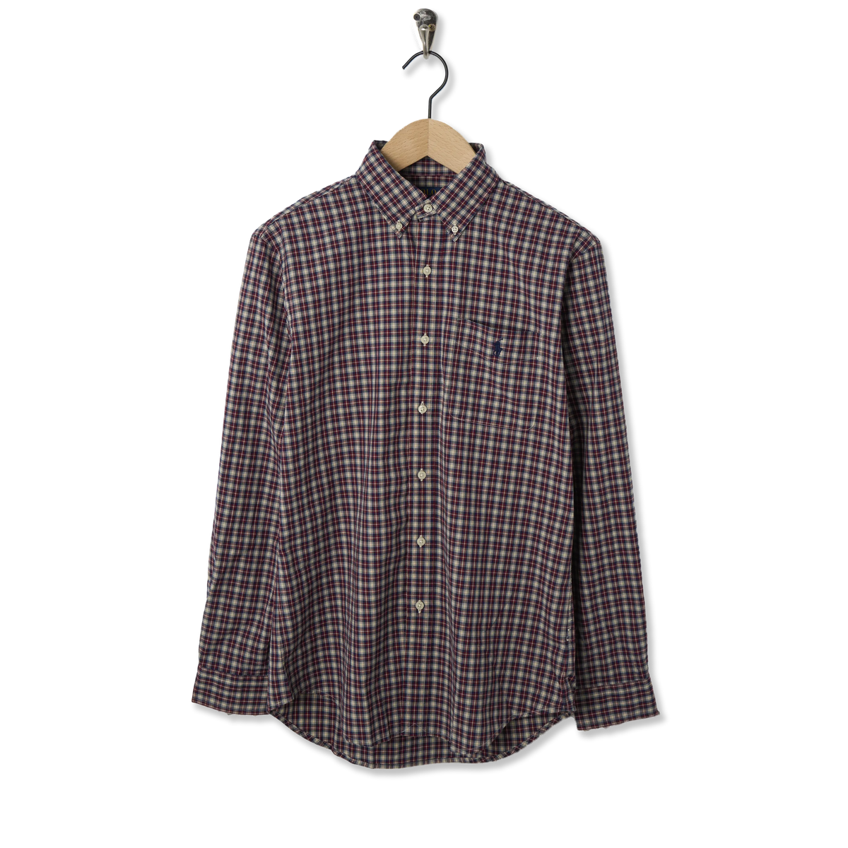 Polo Ralph Lauren Custom Fit Plaid Poplin Shirt Red Cream Multi - Front