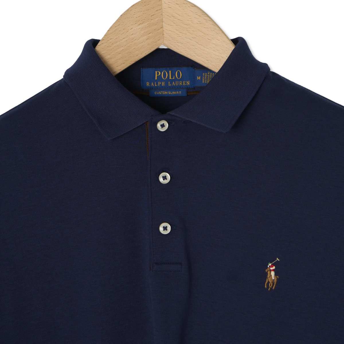 Polo Ralph Lauren Custom Slim Fit Soft Cotton Polo Shirt Refined Navy - Detail 3