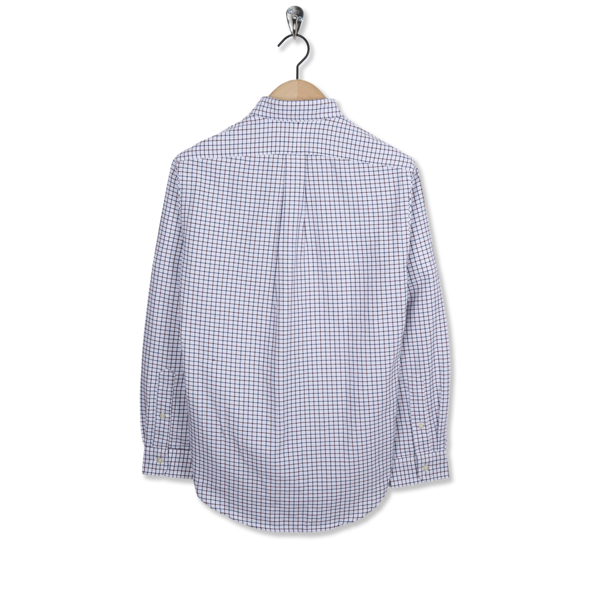 Polo Ralph Lauren L/S Grid Pattern Cotton Shirt White / Wine Multi - Back