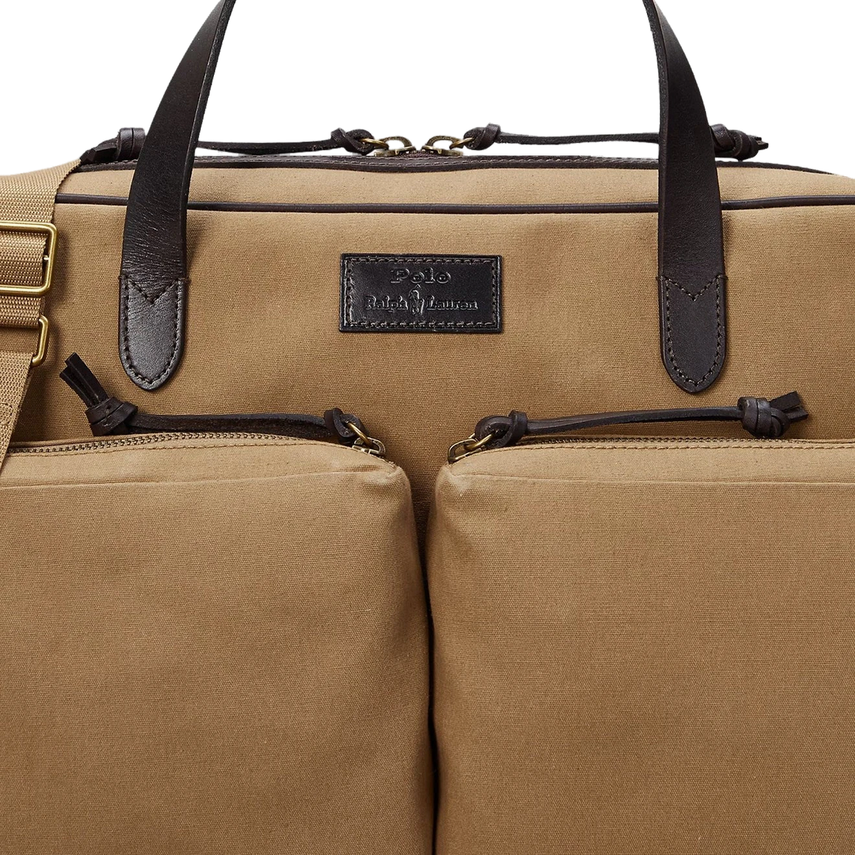 Polo Ralph Lauren Leather -Trim Canvas Commuter Bag Montana Khaki / Dark Brown - View 3