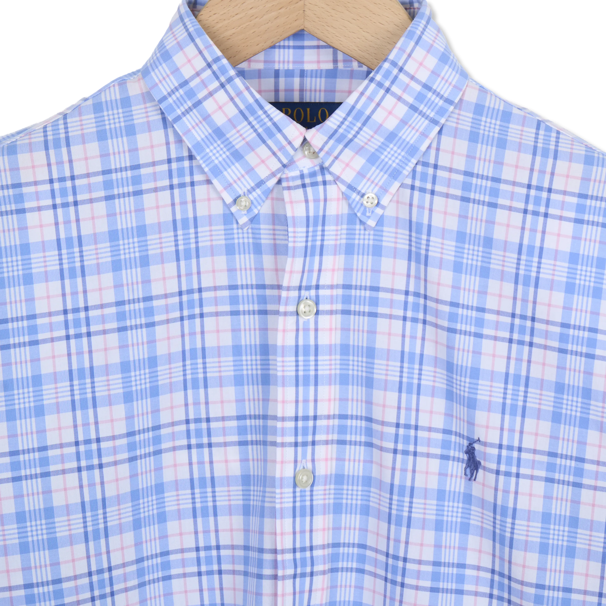 Polo Ralph Lauren Long Sleeve Sport Shirt Custom Blue Pink Multi - Detail 3
