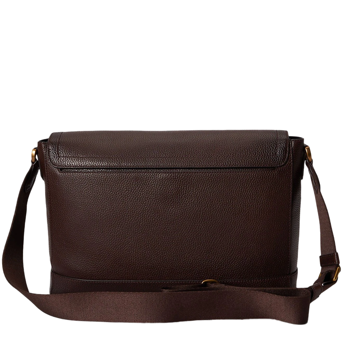 Polo Ralph Lauren Pebbled Leather Messenger Bag Dark Brown - View 3