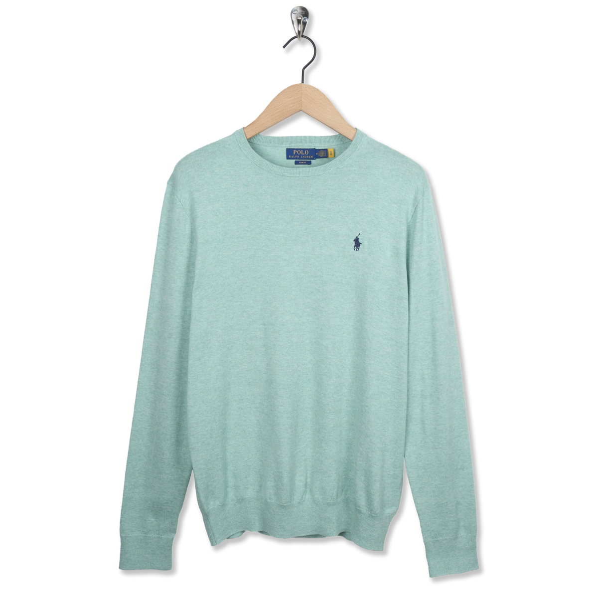 Polo Ralph Lauren Slim Fit Textured Cotton Sweater Green Swallow Heather - Front