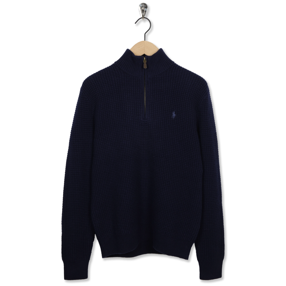 Polo Ralph Lauren Waffle-Knit Wool-Cotton Jumper Hunter Navy - Front
