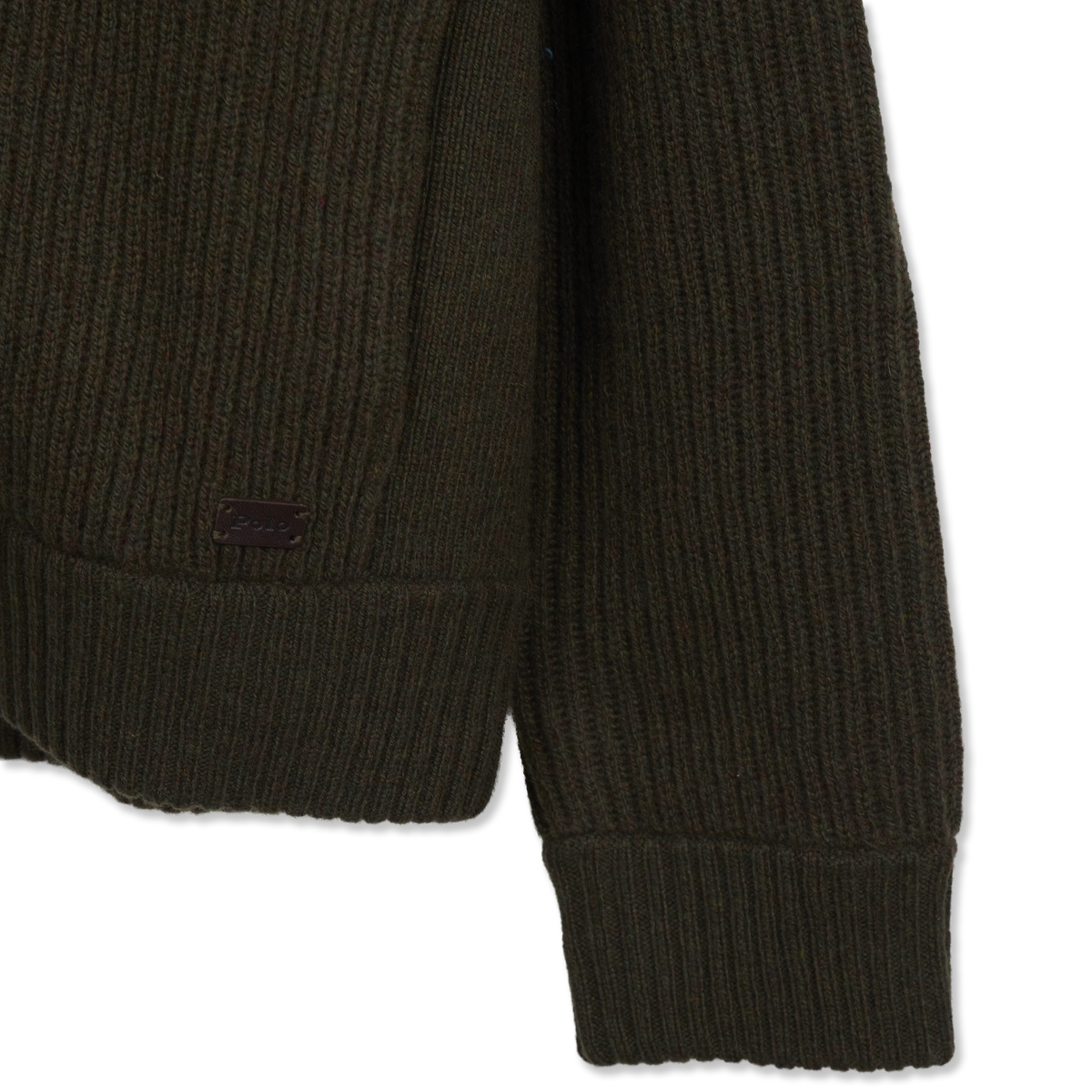 Polo Ralph Lauren Wool Cashmere Full-Zip Sweater Ekanite Olive Heather - Detail 3