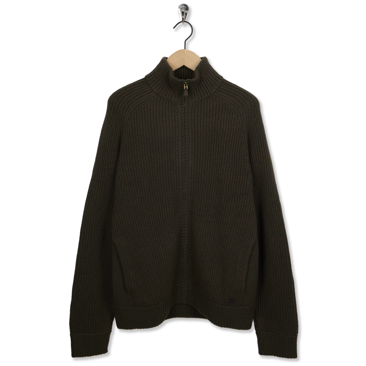 Polo Ralph Lauren Wool Cashmere Full-Zip Sweater Ekanite Olive Heather - Front