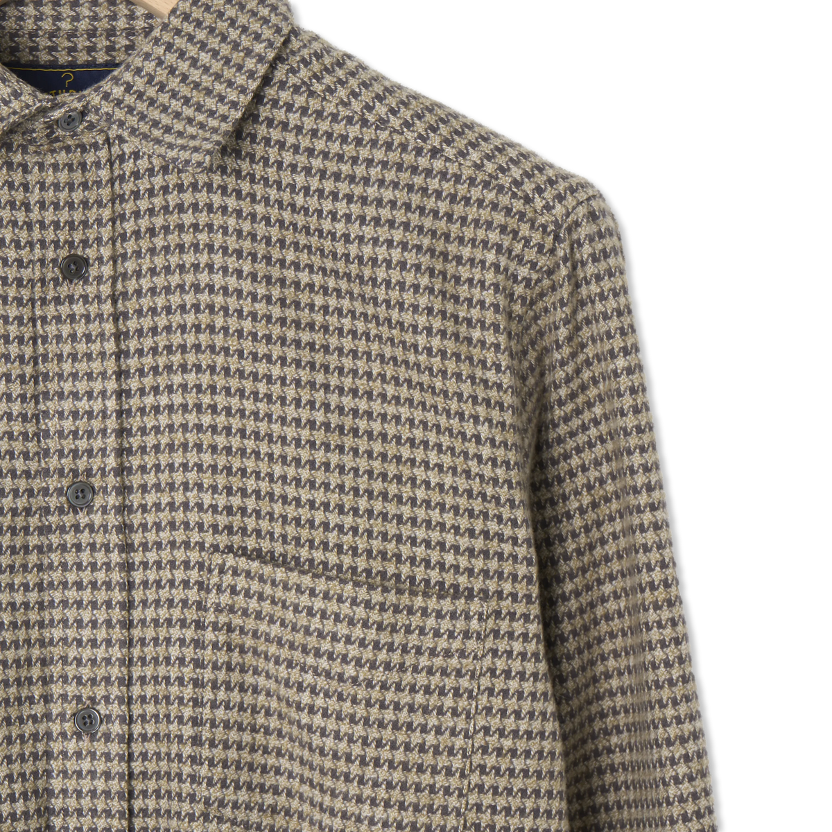 Portuguese Flannel Abstract Pied Poule Shirt Charcoal - Detail 2