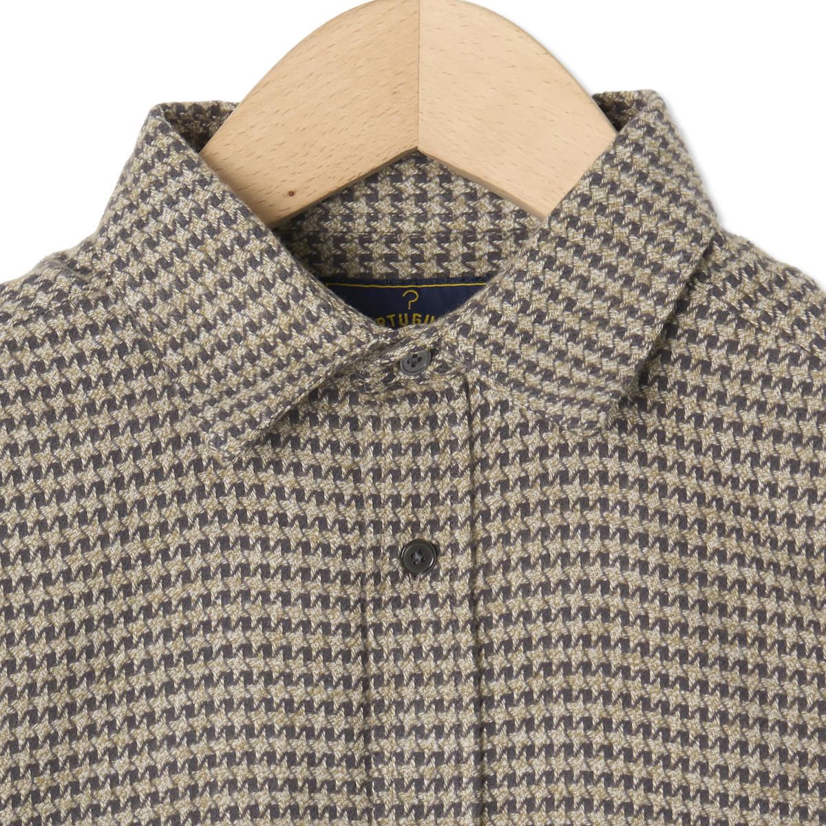 Portuguese Flannel Abstract Pied Poule Shirt Charcoal - Detail 3