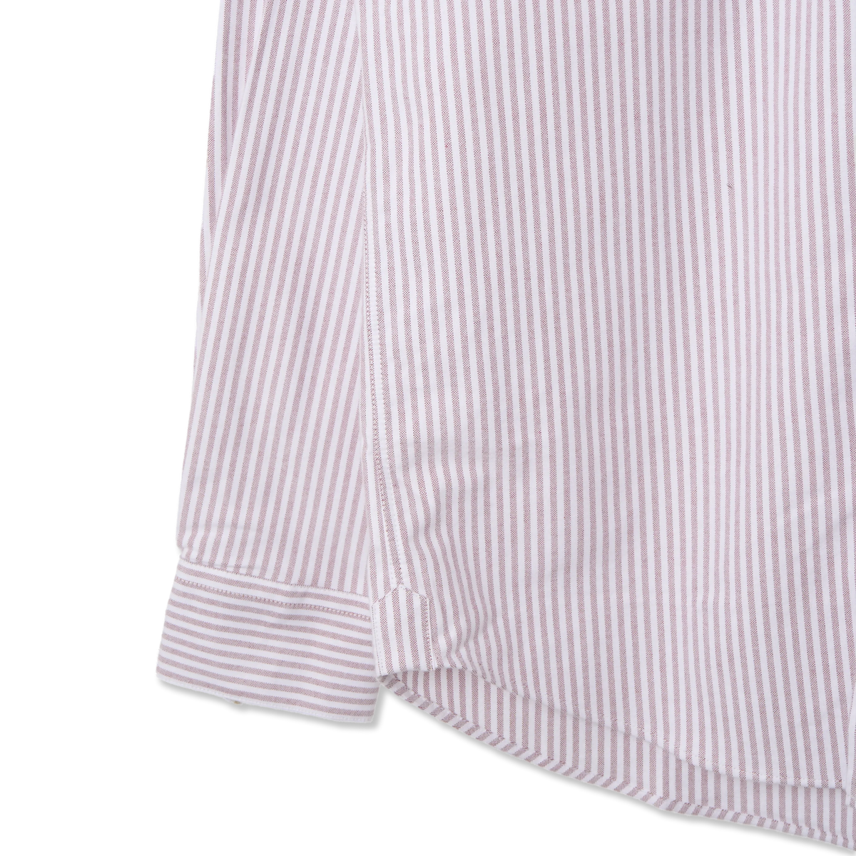 Portuguese Flannel Brushed Oxford Stripe Shirt Bordeaux - Detail 2