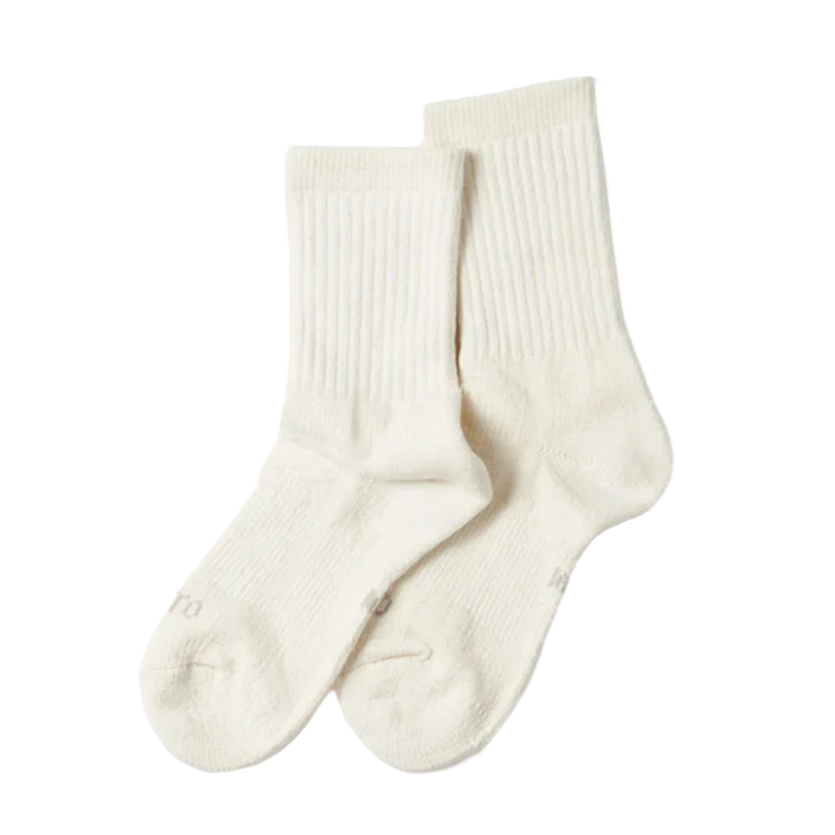 RoToTo Double Face Mini Crew Socks Organic Cotton Ivory - View