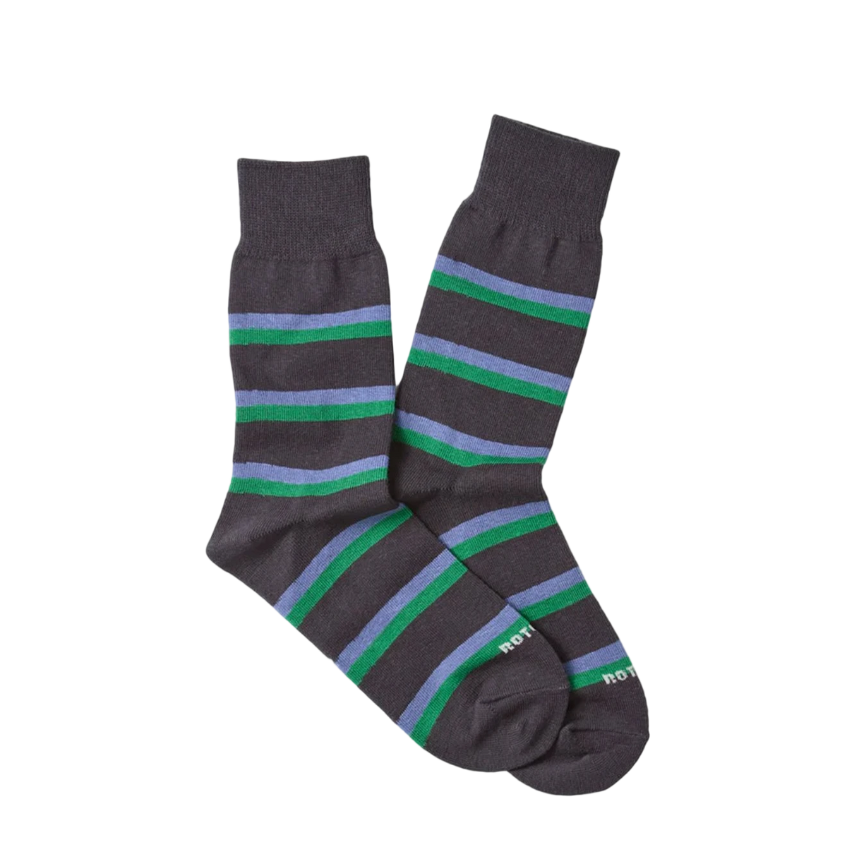 RoToTo Rugby Stripe Socks Charcoal - View