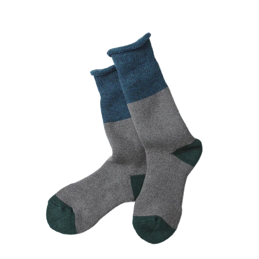 RoToTo Chunky Pile Boot Socks Dark Blue / Gray - View