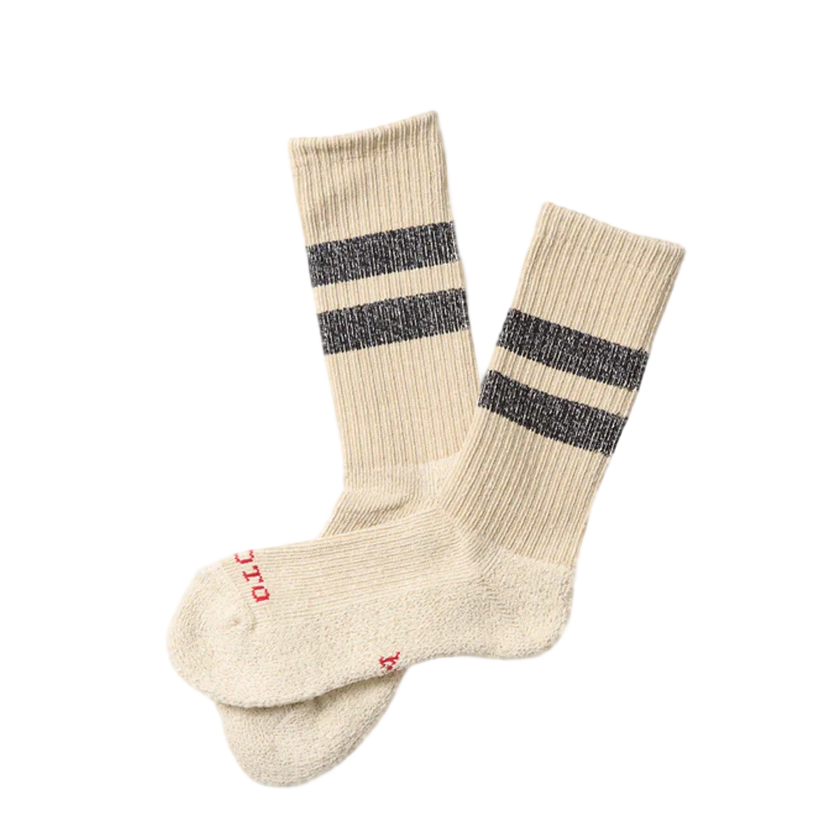 RoToTo Pile Stripe Marl Socks Beige / Black - View