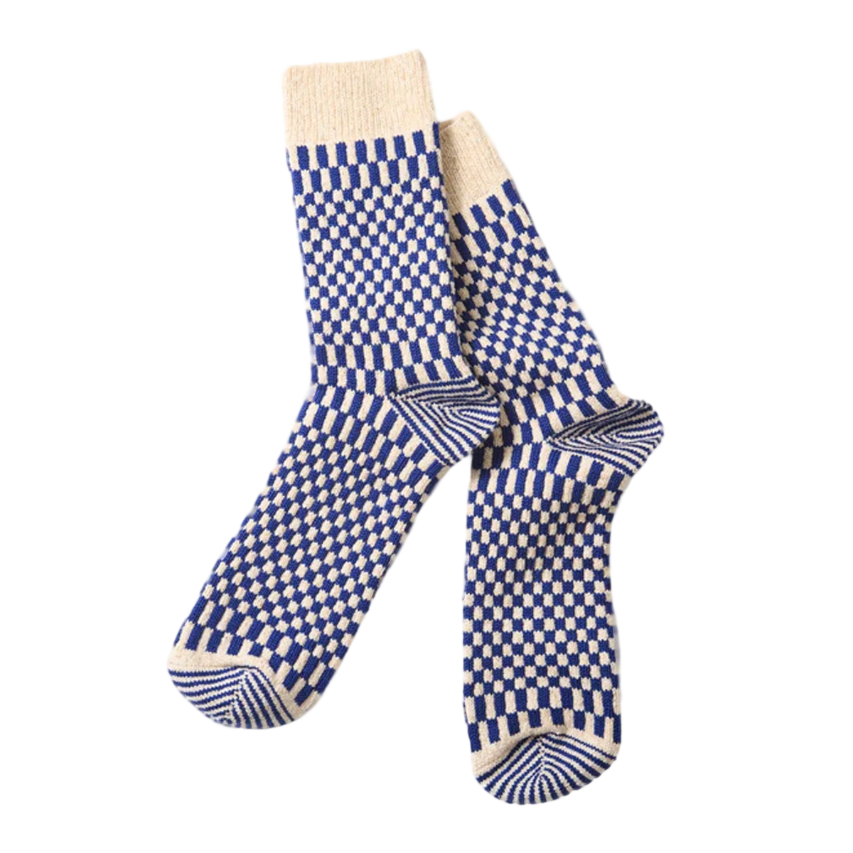RoToTo Checkerboard Pattern Socks Blue - View