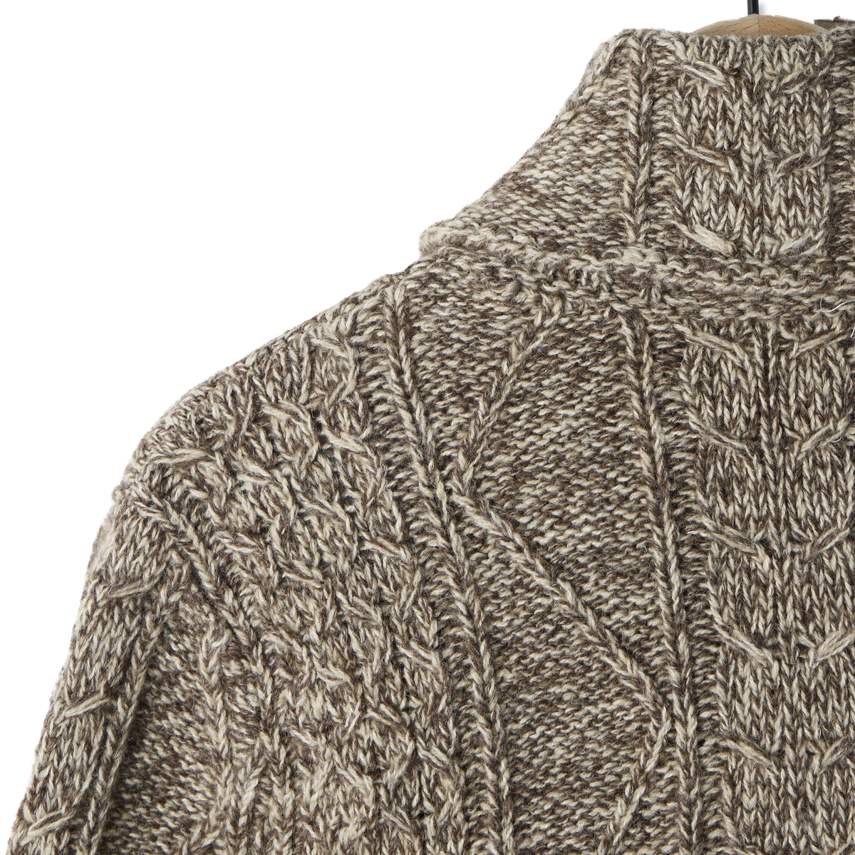 RRL By Ralph Lauren Cable Wool-Blend Full-Zip Sweater Brown  Cream Marl - Detail 5