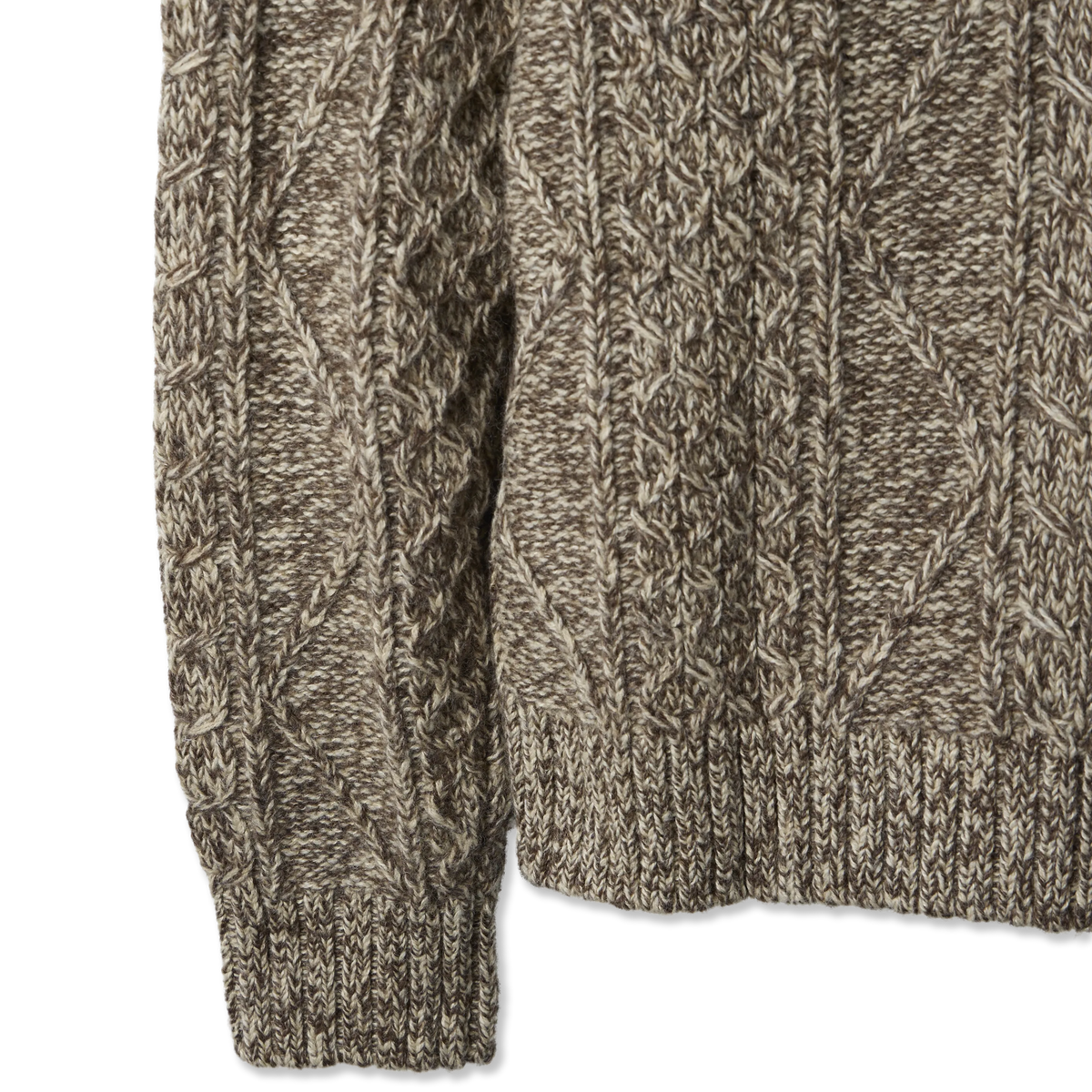 RRL By Ralph Lauren Cable Wool-Blend Full-Zip Sweater Brown  Cream Marl - Detail 6