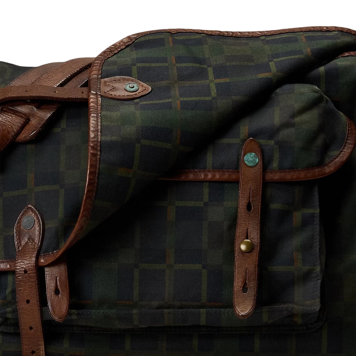 RRL By Ralph Lauren Check Print Oilcloth Messenger Bag Navy Multi Plaid - View 5