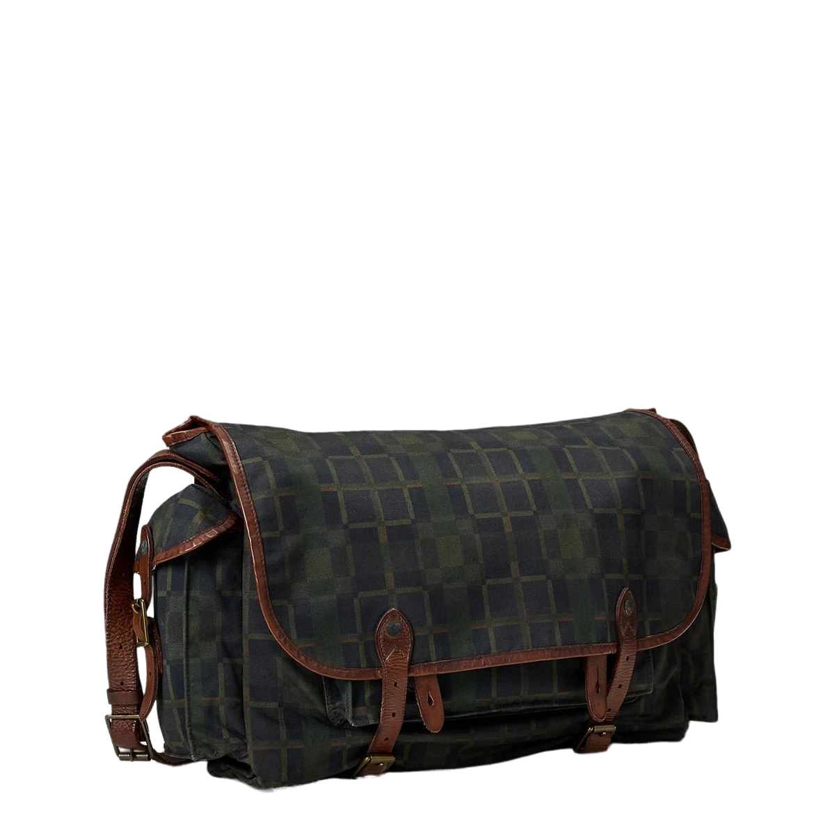 RRL By Ralph Lauren Check Print Oilcloth Messenger Bag Navy Multi Plaid - View 2