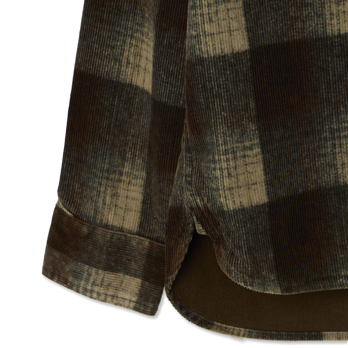 RRL By Ralph Lauren Plaid-Print Corduroy Workshirt Brown / Grey - Detail 3