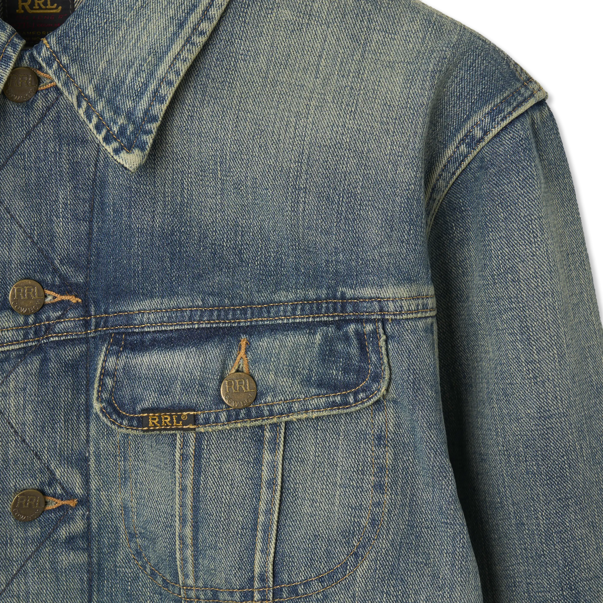 RRL by Ralph Lauren Leeland Indigo Denim Trucker Jacket Leeland Wash - Detail 3