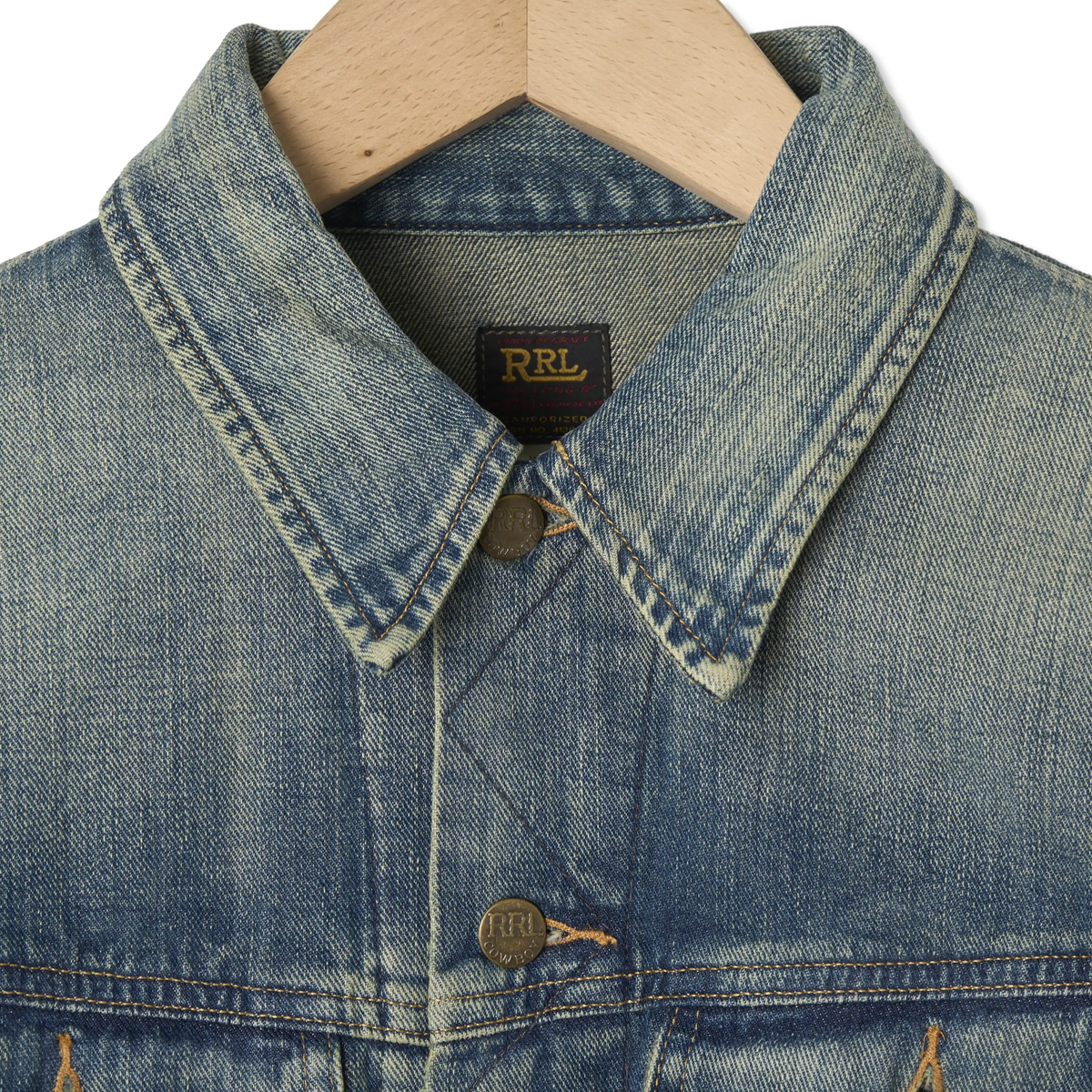 RRL by Ralph Lauren Leeland Indigo Denim Trucker Jacket Leeland Wash - Detail 4