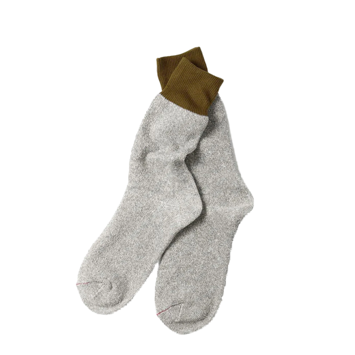 RoToTo Double Face Crew Sock Olive / Gray - View 1