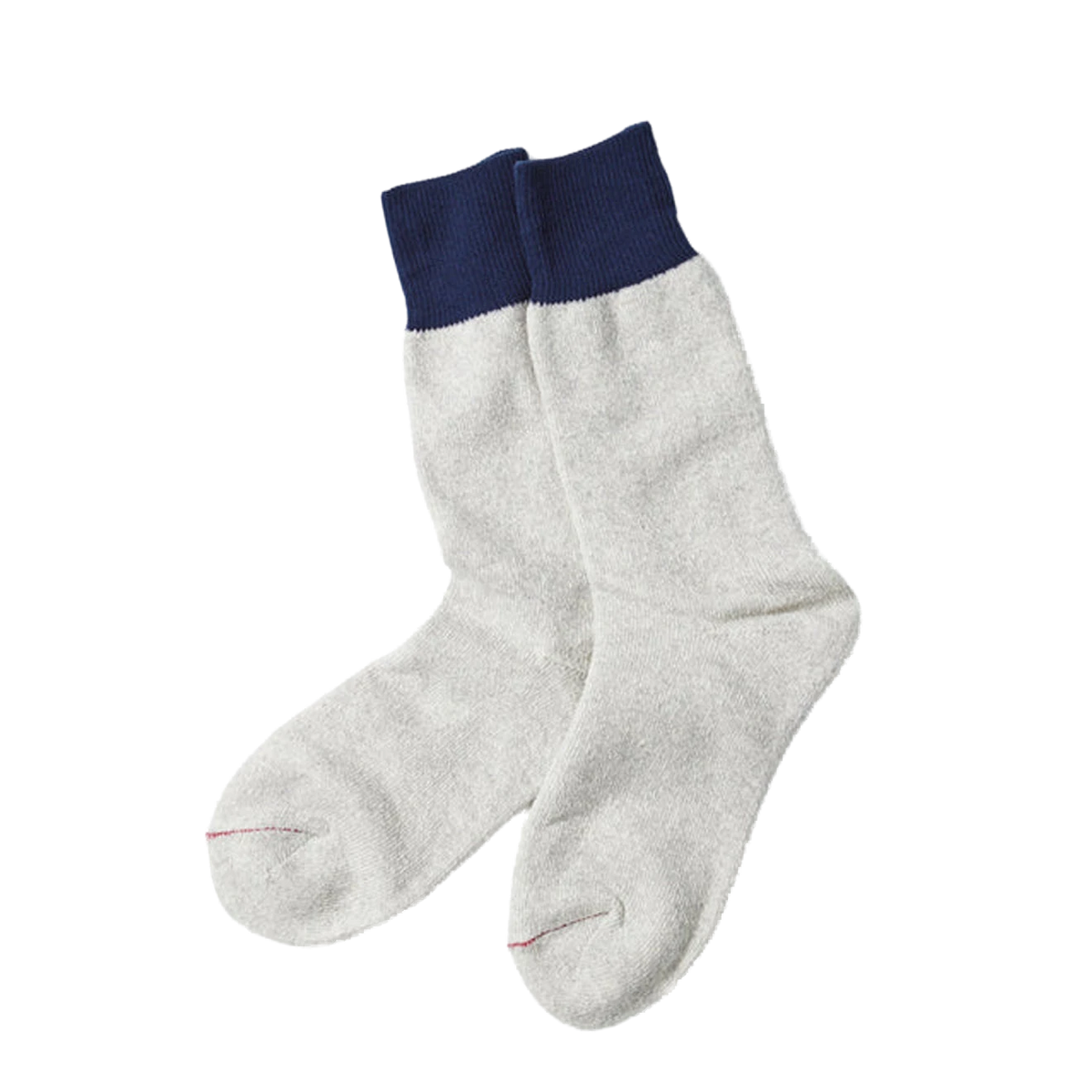 RoToTo Double Face Crew Socks Silk & Cotton Navy / Light Gray - View 1