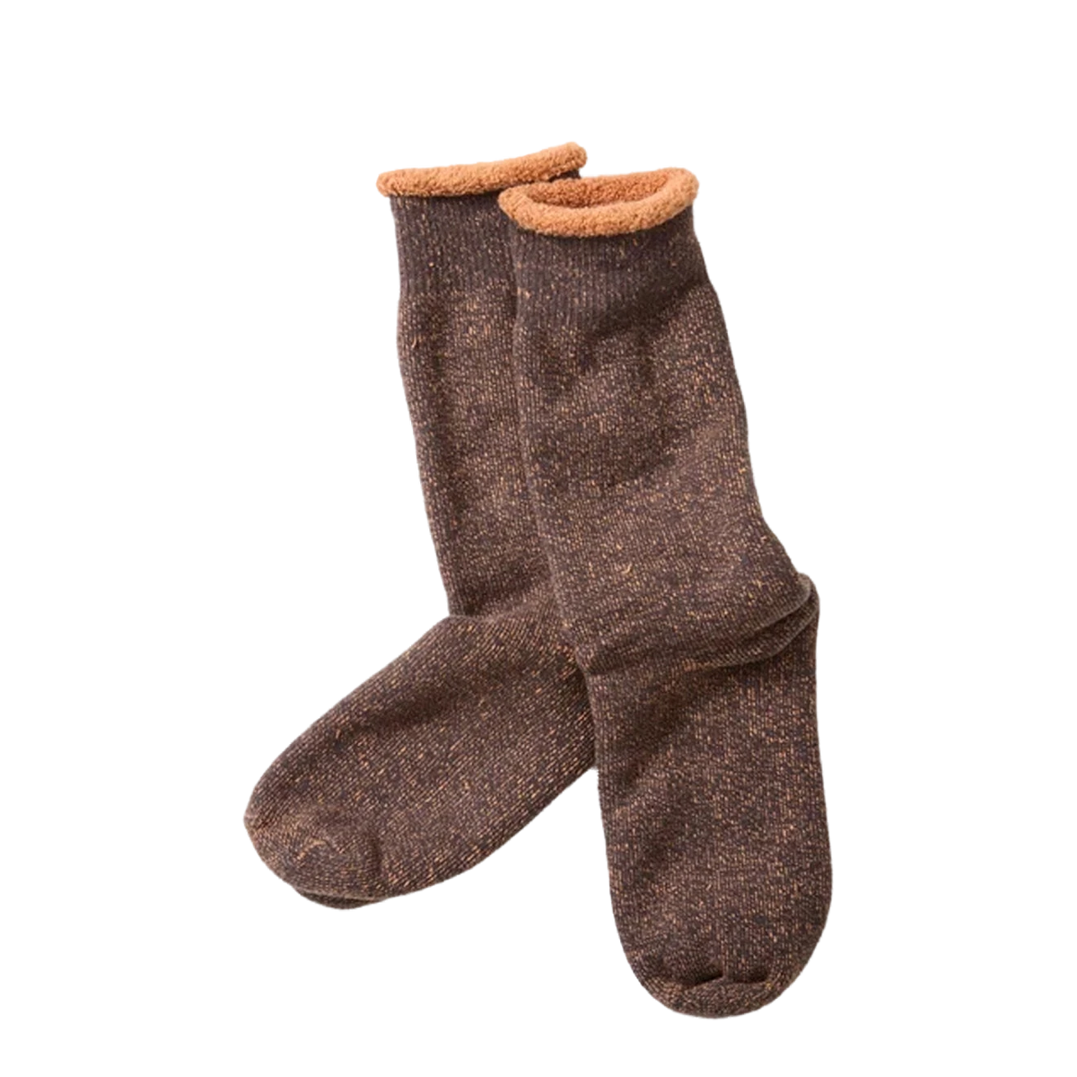 RoToTo Reversible Pile Socks Faded Black / Light Orange - View 1
