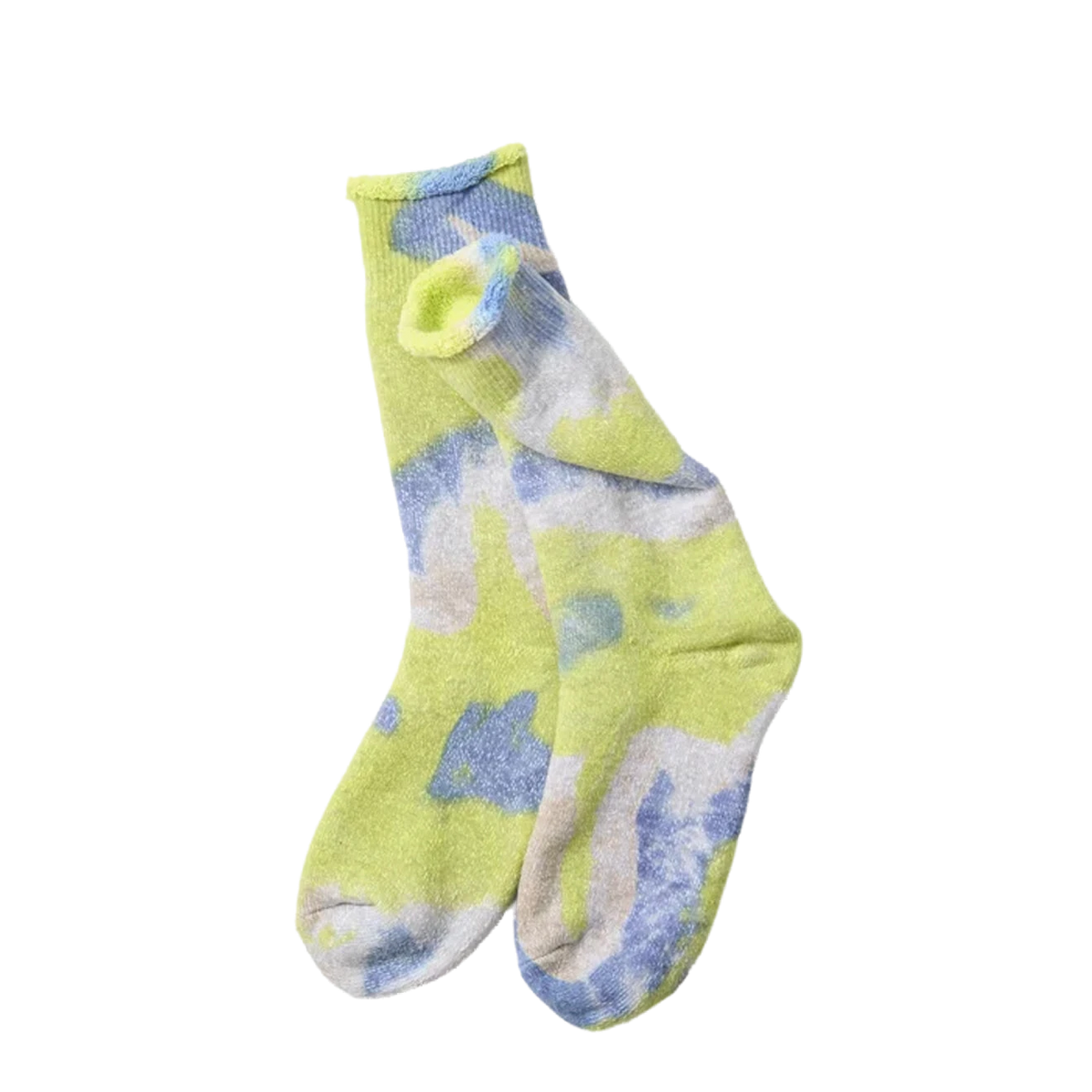 RoToTo Tie Dye Pile Socks Lime / Blue - View 1