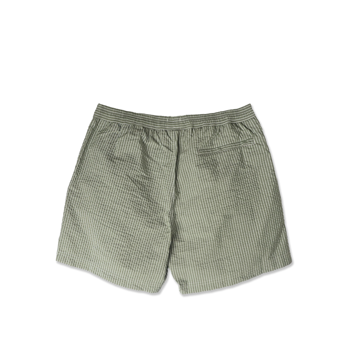 Sunspel Textured Stripe Swimshort Bright Green / White Seersucker Pinstripe