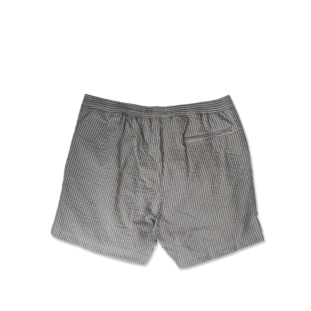 Sunspel Textured Stripe Swimshort Navy / White Seersucker Pinstripe