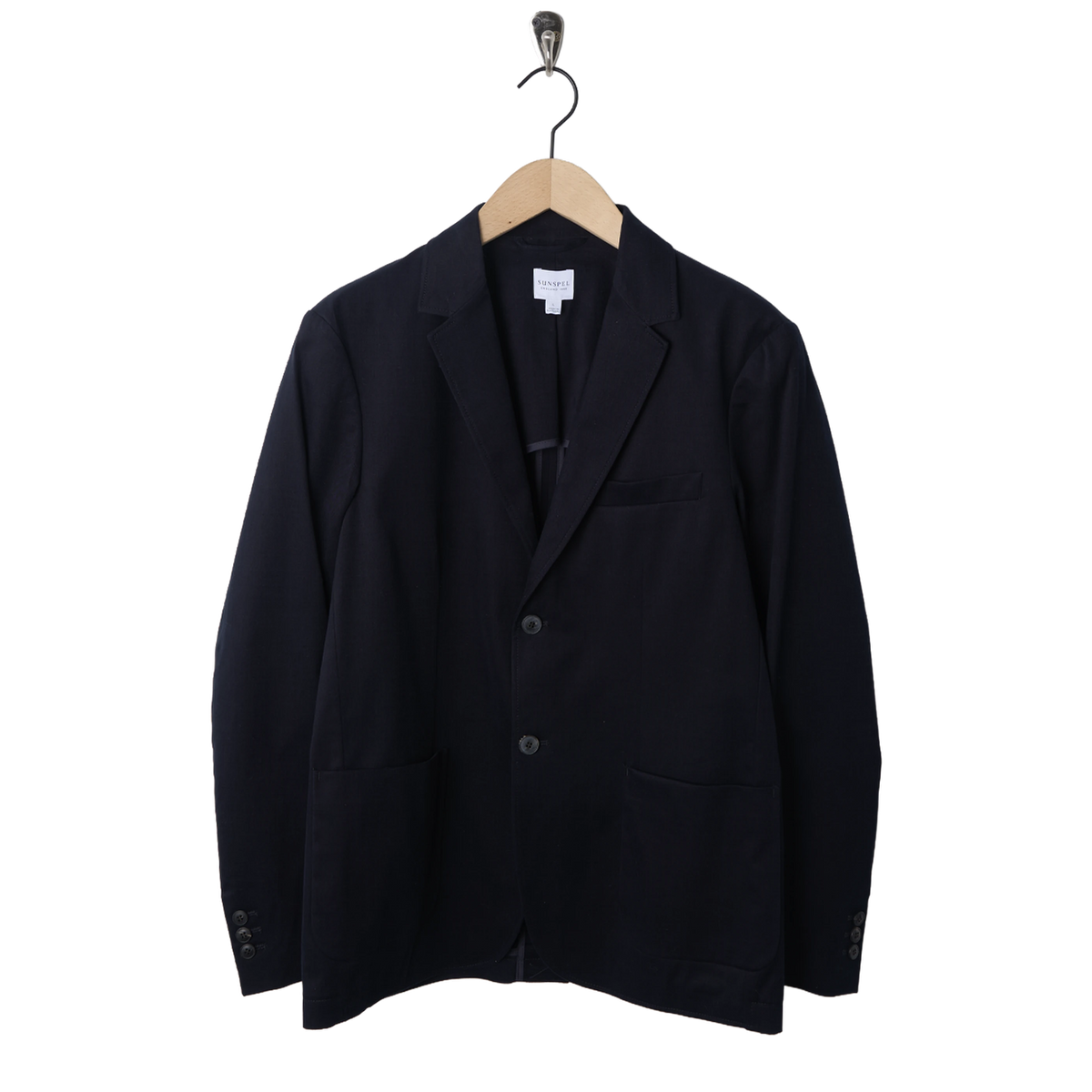 Sunspel Brushed Cotton Blazer Navy - Front