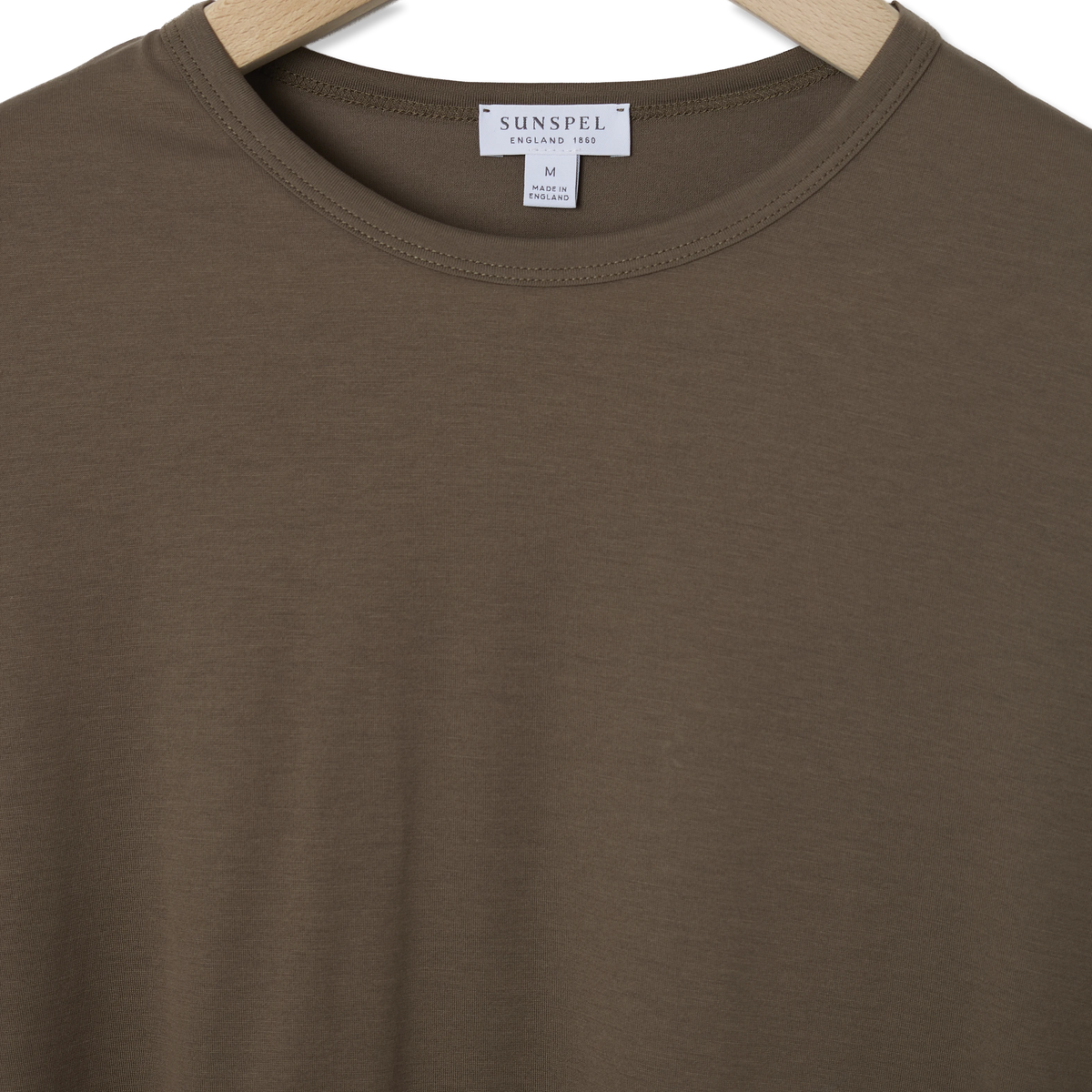 Sunspel Classic Crew T-Shirt Dark Cedar - Detail 3