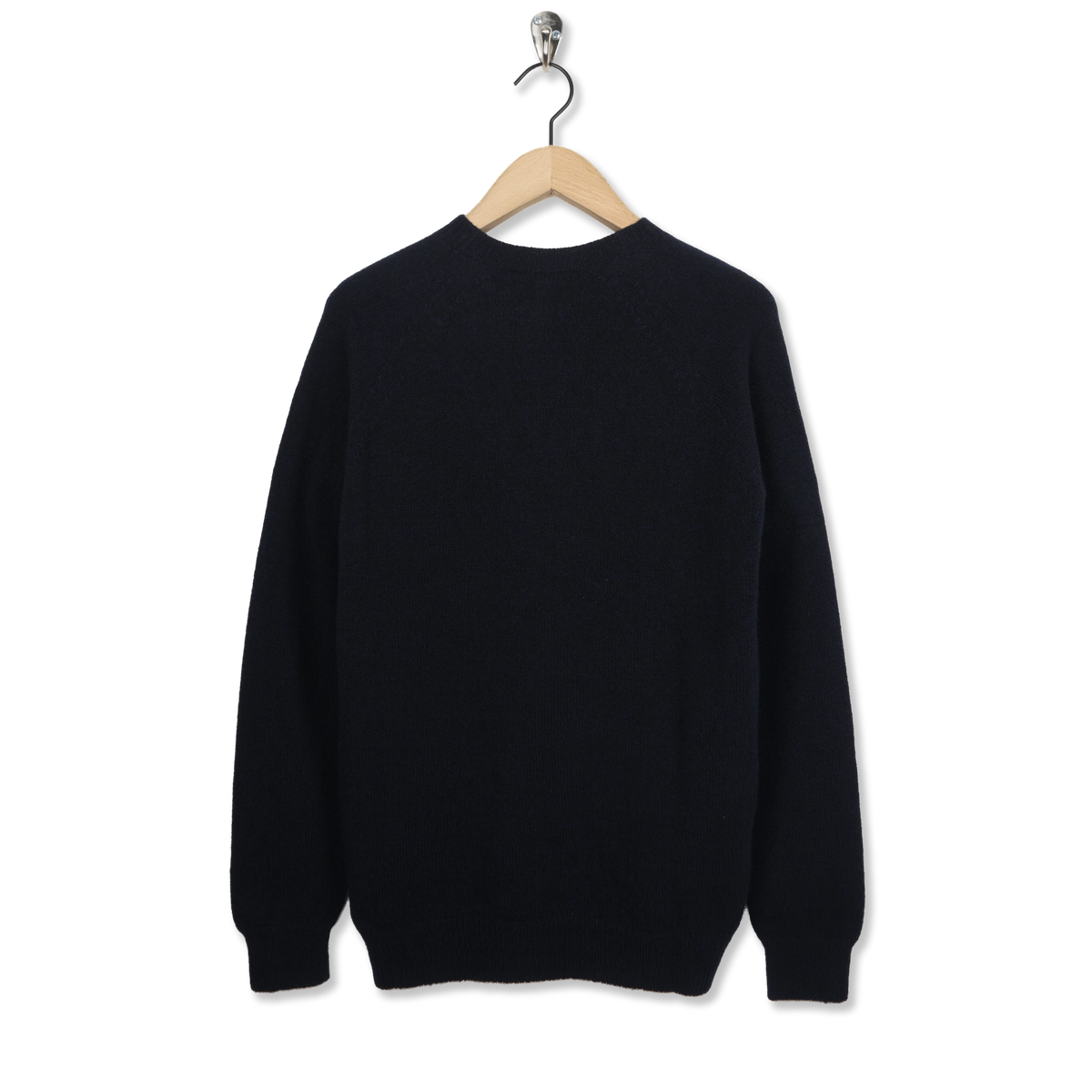 Sunspel Lambswool Crew Neck Knit Dark Navy Mouline - Back