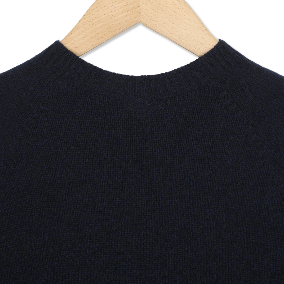 Sunspel Lambswool Crew Neck Knit Dark Navy Mouline - Detail 3