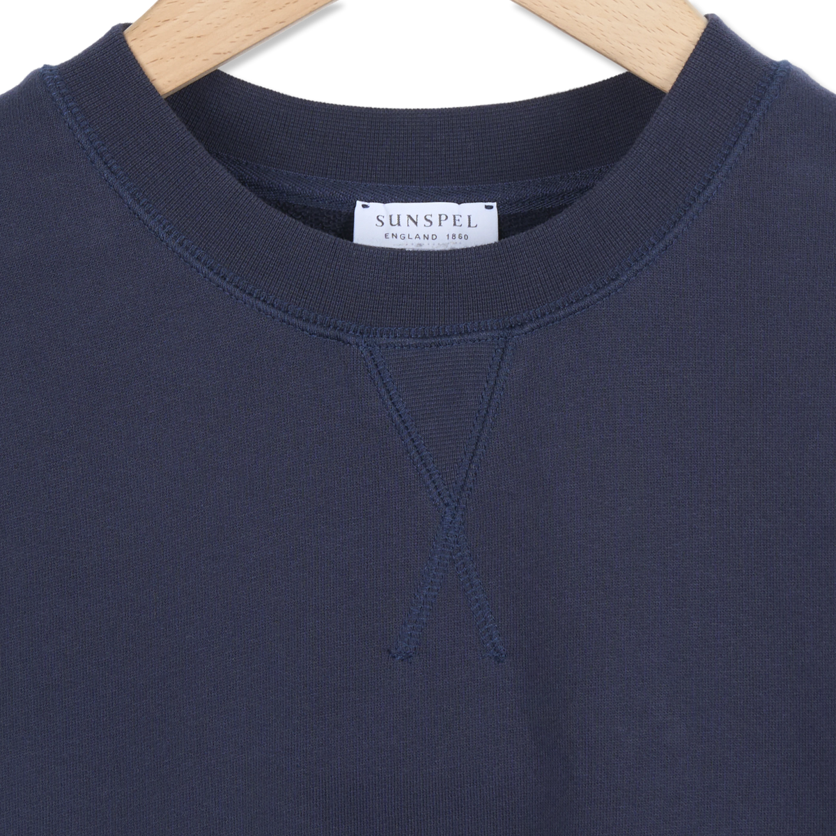 Sunspel Loopback Sweatshirt Navy - Detail 3