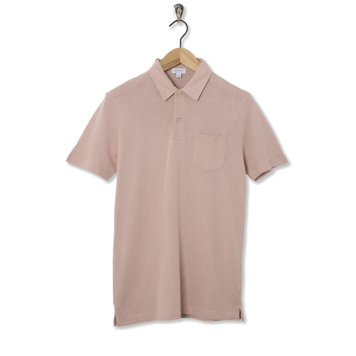 Sunspel SS Riviera Polo Pale Pink - Front