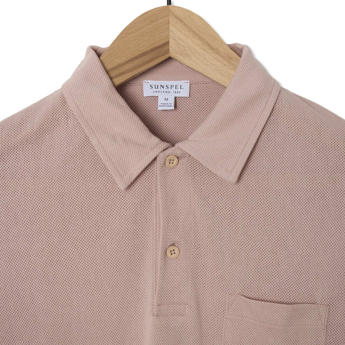 Sunspel SS Riviera Polo Pale Pink - Detail 3