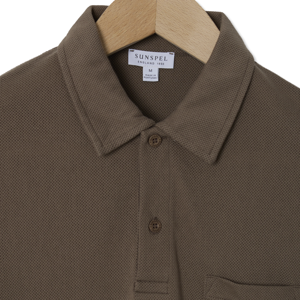 Sunspel SS Riviera Polo Shirt Dark Cedar - Detail 3