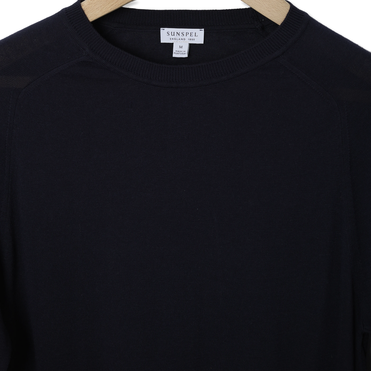 Sunspel Sea Island Cashmere Crew Midnight Navy - Detail