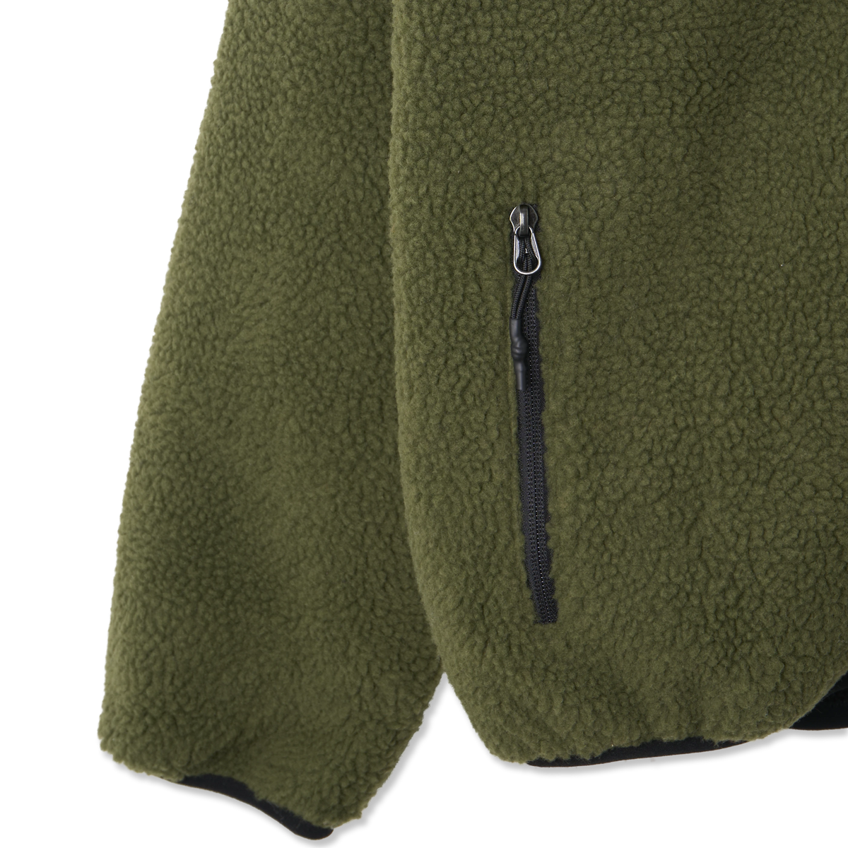 Taion Mountain Boa Fleece High-Neck Jacket Dark Olive - Detail 2